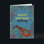 Lobster in the Sea Personalized Birthday Thank You Card<br><div class="desc">Make a splash with this personalized greeting card that's perfect for birthday's or any occasion. All the text on this greeting card can be customized so you can create the perfect card for birthdays, father's day, retirements and more. This card features a realistic style lobster illustration set against a blue...</div>