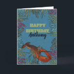 Lobster in the Sea Personalized Birthday Thank You Card<br><div class="desc">Make a splash with this personalized greeting card that's perfect for birthday's or any occasion. All the text on this greeting card can be customized so you can create the perfect card for birthdays, father's day, retirements and more. This card features a realistic style lobster illustration set against a blue...</div>