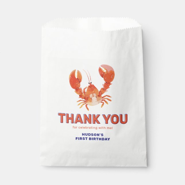 Lobster Kids Birthday Thank You Favour Bag (Front)