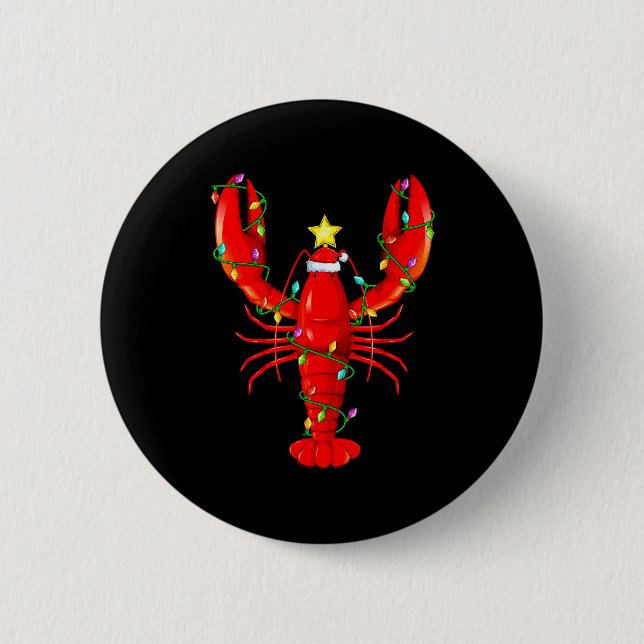 Lobster Lighting Xmas Tree Matching Lobster Christ 2 Inch Round Button (Front)