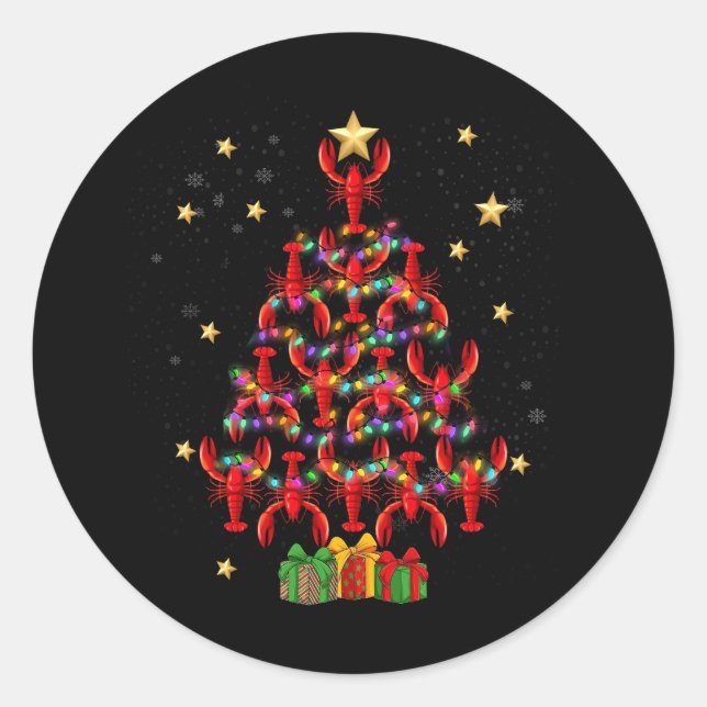 Lobster Lighting Xmas Tree Matching Lobster Christ Classic Round Sticker (Front)