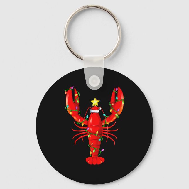 Lobster Lighting Xmas Tree Matching Lobster Christ Keychain (Front)