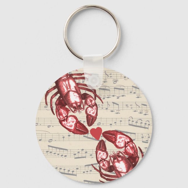 Lobster Love Musical notes with heart Keychain (Front)