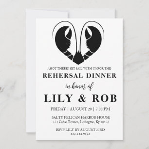 Lobster love nautical rehearsal dinner invitations