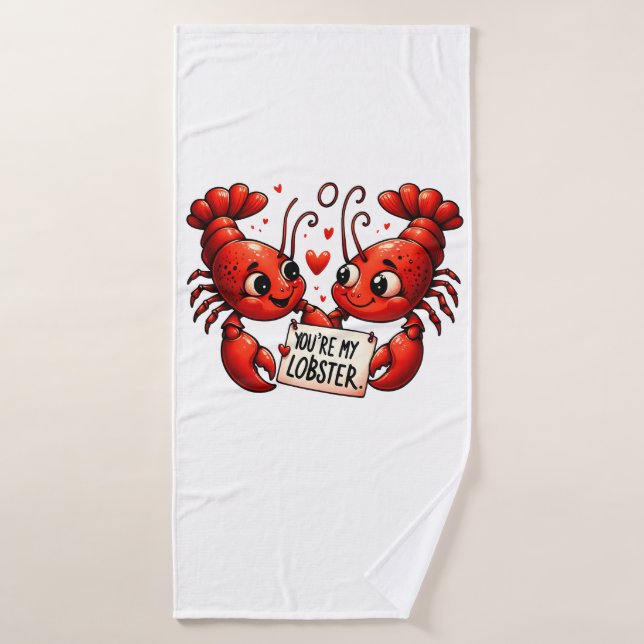 Lobster Love Puns Bath Towel (Bath Towel)