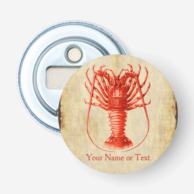 Lobster Lover Vintage Style Magnetic Bottle Opener (Front)