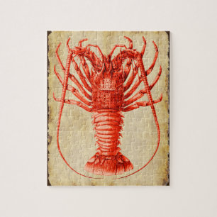 Lobster Lovers Vintage Style Drawing Jigsaw Puzzle