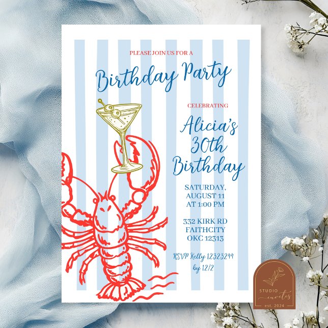 Lobster Martini Birthday Party Invitation (Creator Uploaded)