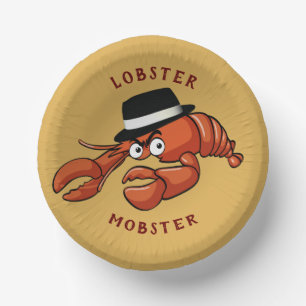 Lobster Mobster 🦞 Wide-Eyed Cute Cartoon Gangster Paper Plate