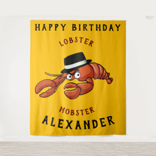 Lobster Mobster 🦞 Wide-Eyed Cute Cartoon Gangster Tapestry