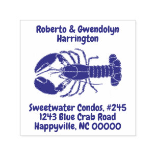Lobster Name and Address Reusable  Self-inking Stamp