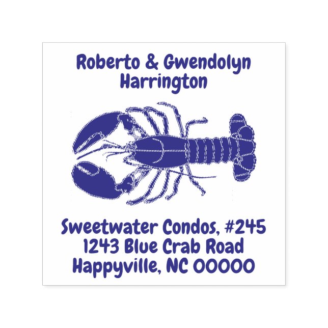 Lobster Name and Address Reusable  Self-inking Stamp (Design)