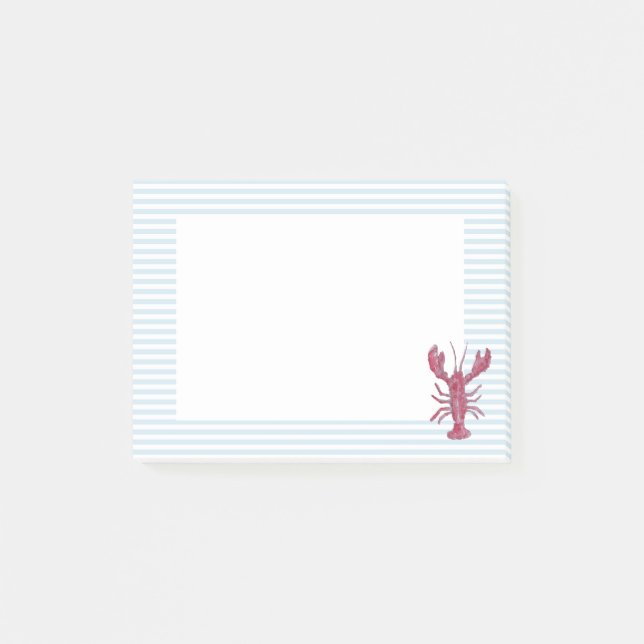 Lobster Nautical Blue Stripe Preppy Note (Front)