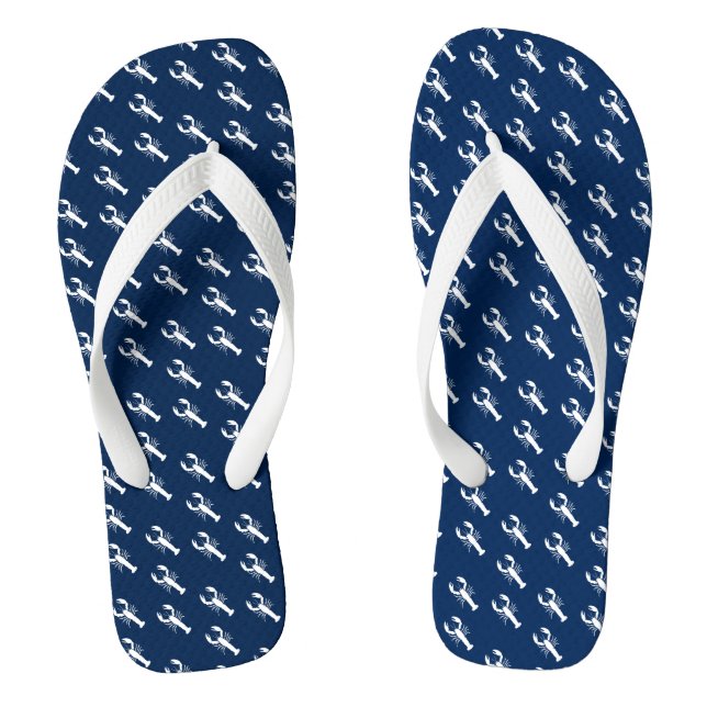 Lobster navy blue white pattern flip flops (Footbed)