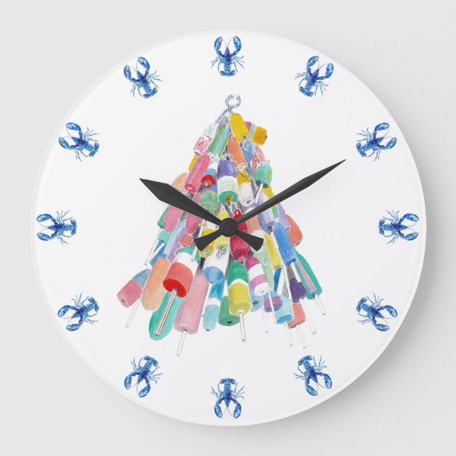Lobster O'Clock - Blue Large Clock (Front)