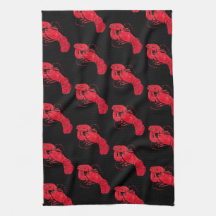Lobster on Black Background by Marsden Hartley Kitchen Towel