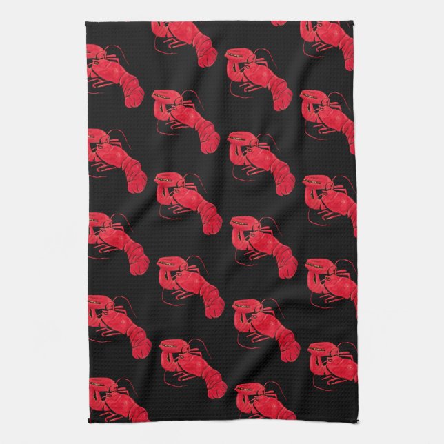 Lobster on Black Background by Marsden Hartley Kitchen Towel (Vertical)