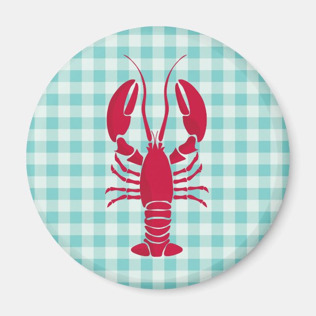 Lobster on Blue Gingham  Magnet (Front)