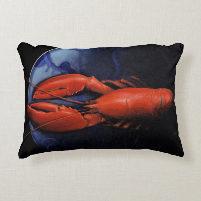 Lobster on Tiffany Plate Accent Pillow (Front)