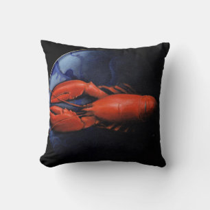 Lobster on Tiffany Plate Throw Pillow