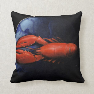 Lobster on Tiffany Plate Throw Pillow