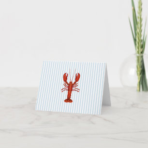 Lobster Painting Nautical Blue Stripe Coastal Card
