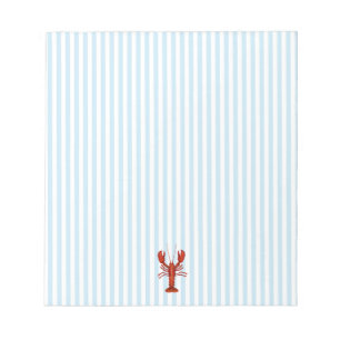 Lobster Painting Nautical Blue Stripe Preppy Notepad