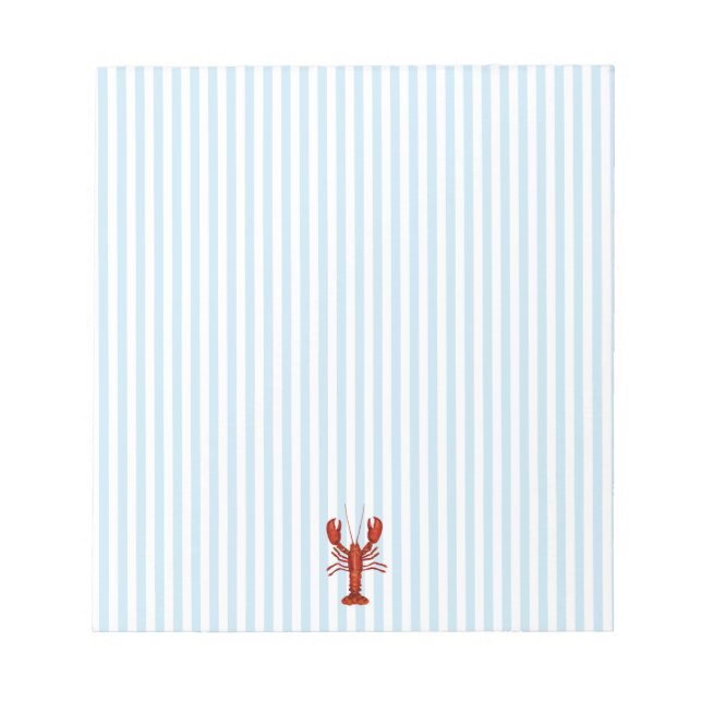Lobster Painting Nautical Blue Stripe Preppy Notepad (Front)