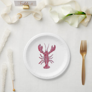 Lobster Painting Nautical Coastal Paper Plate