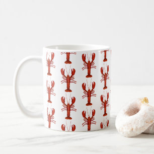 Lobster Painting Nautical Coastal Pattern Coffee Mug