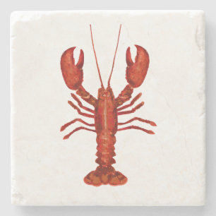 Lobster Painting Nautical Coastal Stone Coaster