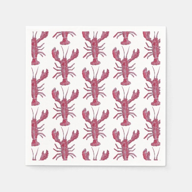 Lobster Painting Nautical Pattern Coastal Napkin (Front)
