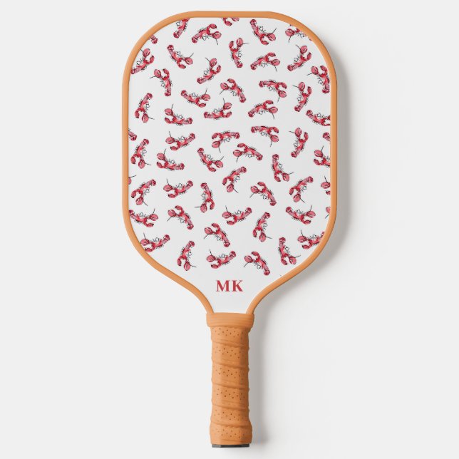 Lobster Pattern Monogram Pickleball Paddle (Front)