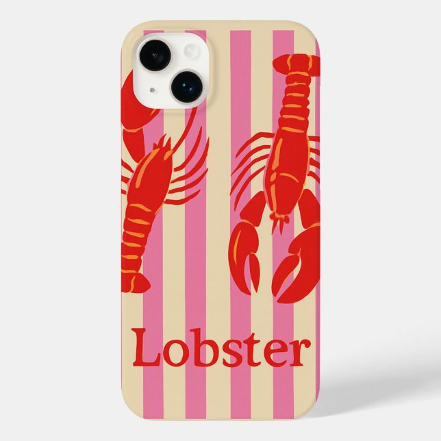 Lobster Pop Bold Crustaceans on Candy Stripes Case-Mate iPhone Case (Back)
