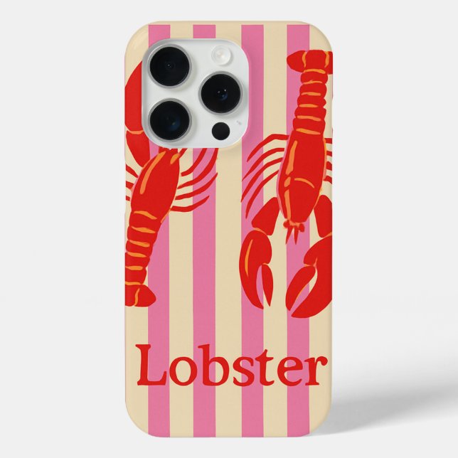 Lobster Pop Bold Crustaceans on Candy Stripes Case-Mate iPhone Case (Back)