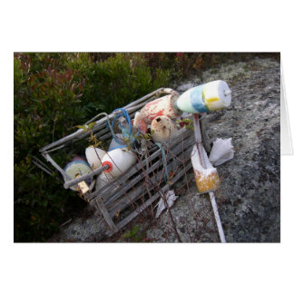 Lobster pot and bobbers, Maine, USA