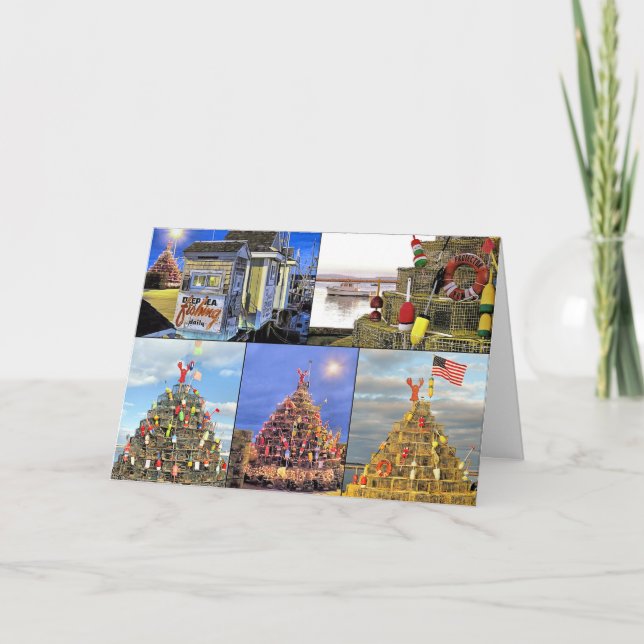 Lobster Pot Trees Holiday Card (Front)