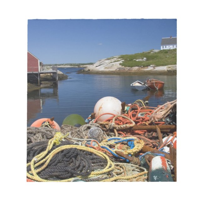 Lobster pots, buoys, and ropes on the dock at notepad (Front)