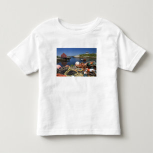 Lobster pots, buoys, and ropes on the dock at toddler t-shirt