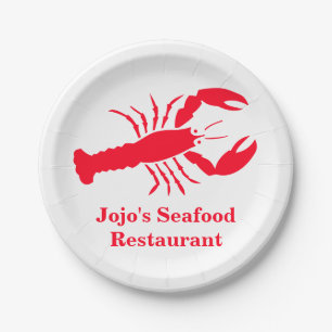 Lobster Red Jojo's (Name) Seafood Restaurant Paper Plate