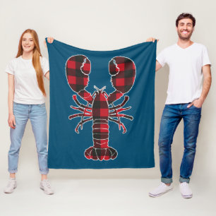 Lobster Red Plaid Buffalo Matching Pajama Family  Fleece Blanket