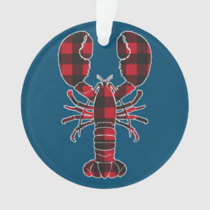 Lobster Red Plaid Buffalo Matching Pajama Family  Ornament