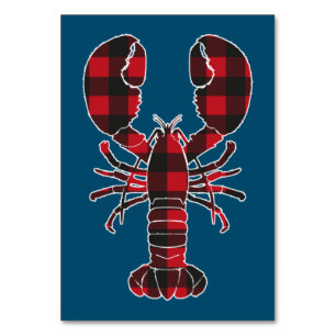 Lobster Red Plaid Buffalo Matching Pajama Family  Table Number