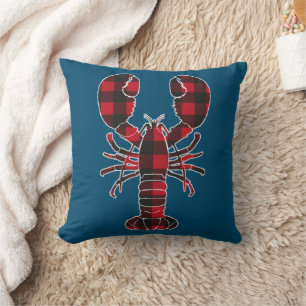 Lobster Red Plaid Buffalo Matching Pajama Family Throw Pillow