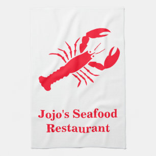 Lobster Red White Jojo's(Name) Seafood Restaurant Kitchen Towel