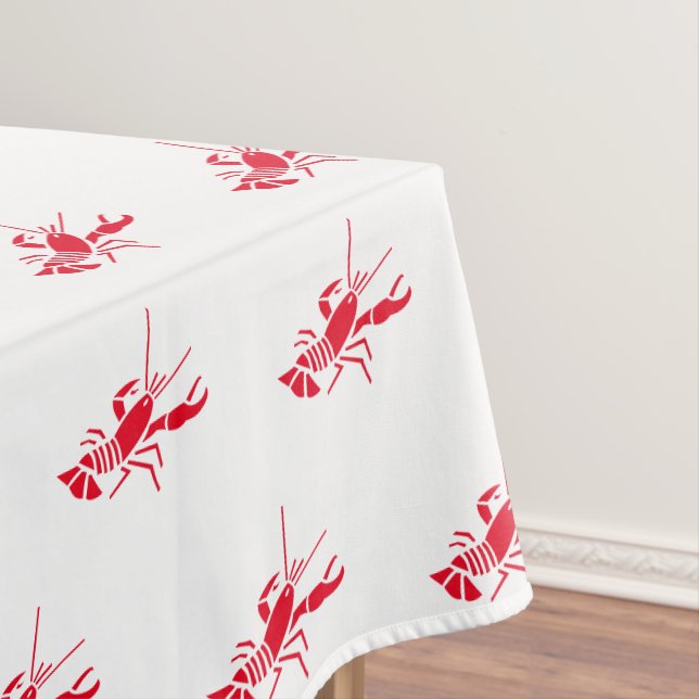 Lobster red white pattern cute modern fun tablecloth (In Situ)