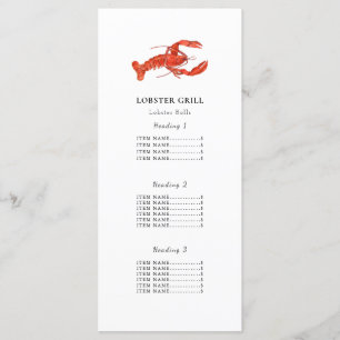 Lobster Restaurant Food truck Menu Card