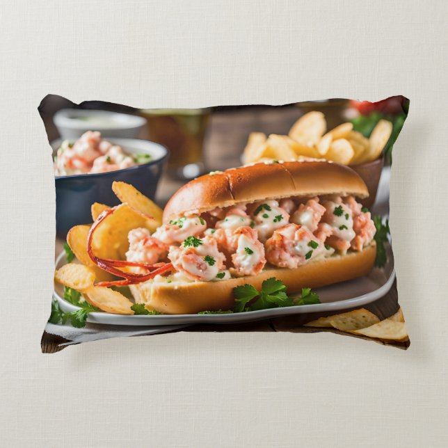 Lobster Roll And Potato Chips Accent Pillow (Front)