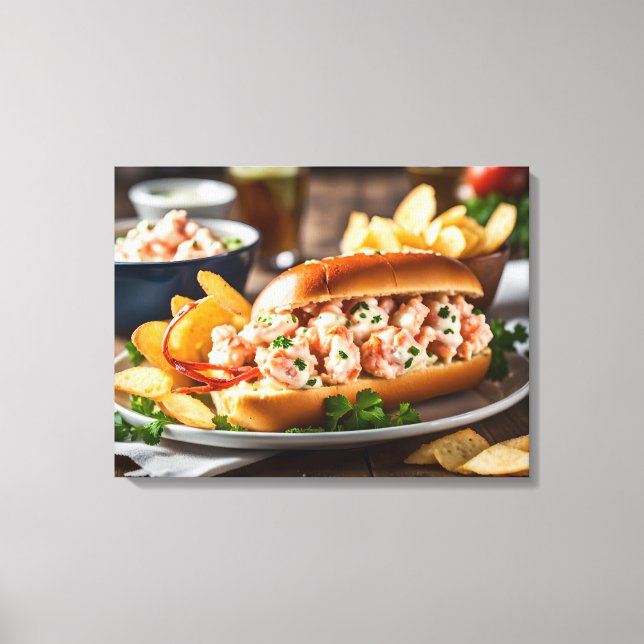 Lobster Roll And Potato Chips Canvas Print (Front)