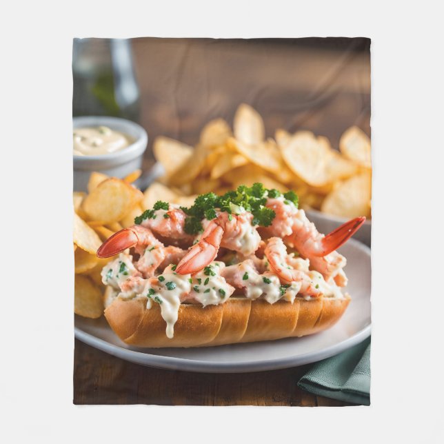 Lobster Roll and Potato Chips Fleece Blanket (Front)